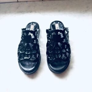 Miista London Cutout Slides Platform Sandals Black Slides Size 36